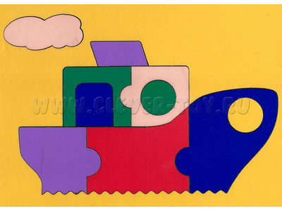 Мозаика "Сложи картинку. Пароходик" (10 деталей) Мозаика "Сложи картинку. Пароходик" (10 деталей)