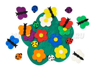 Полянка с цветами и божьими коровками Полянка с цветами и божьими коровками