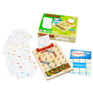 Геоборд с подставкой под карточки (14*20 см, 50 резинок, 20 карточек)